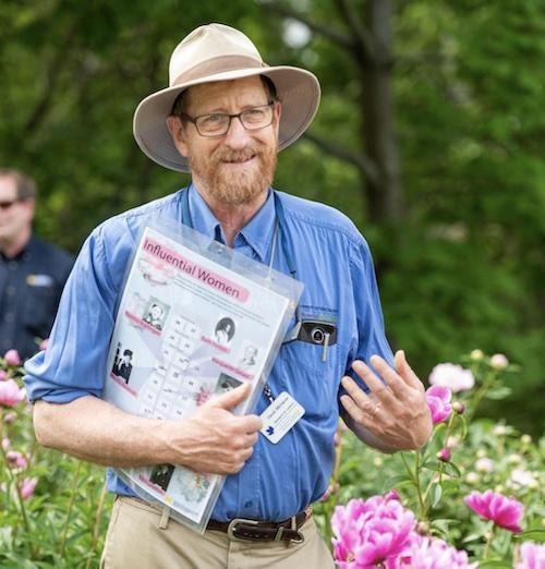 David Michener in the W.E. Upjohn Peony Garden