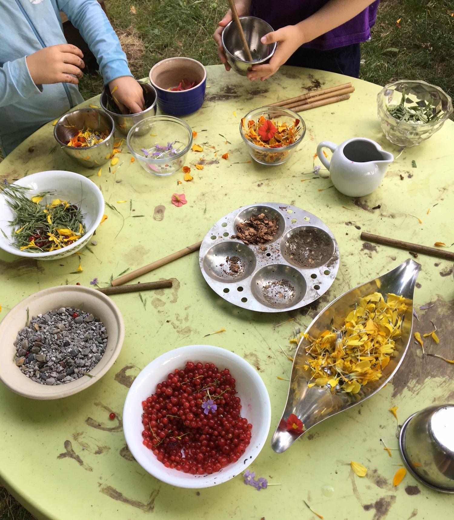 table with play potion making ingredients  