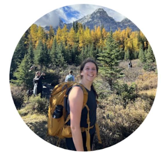 Emily Welsh outside with a backpack