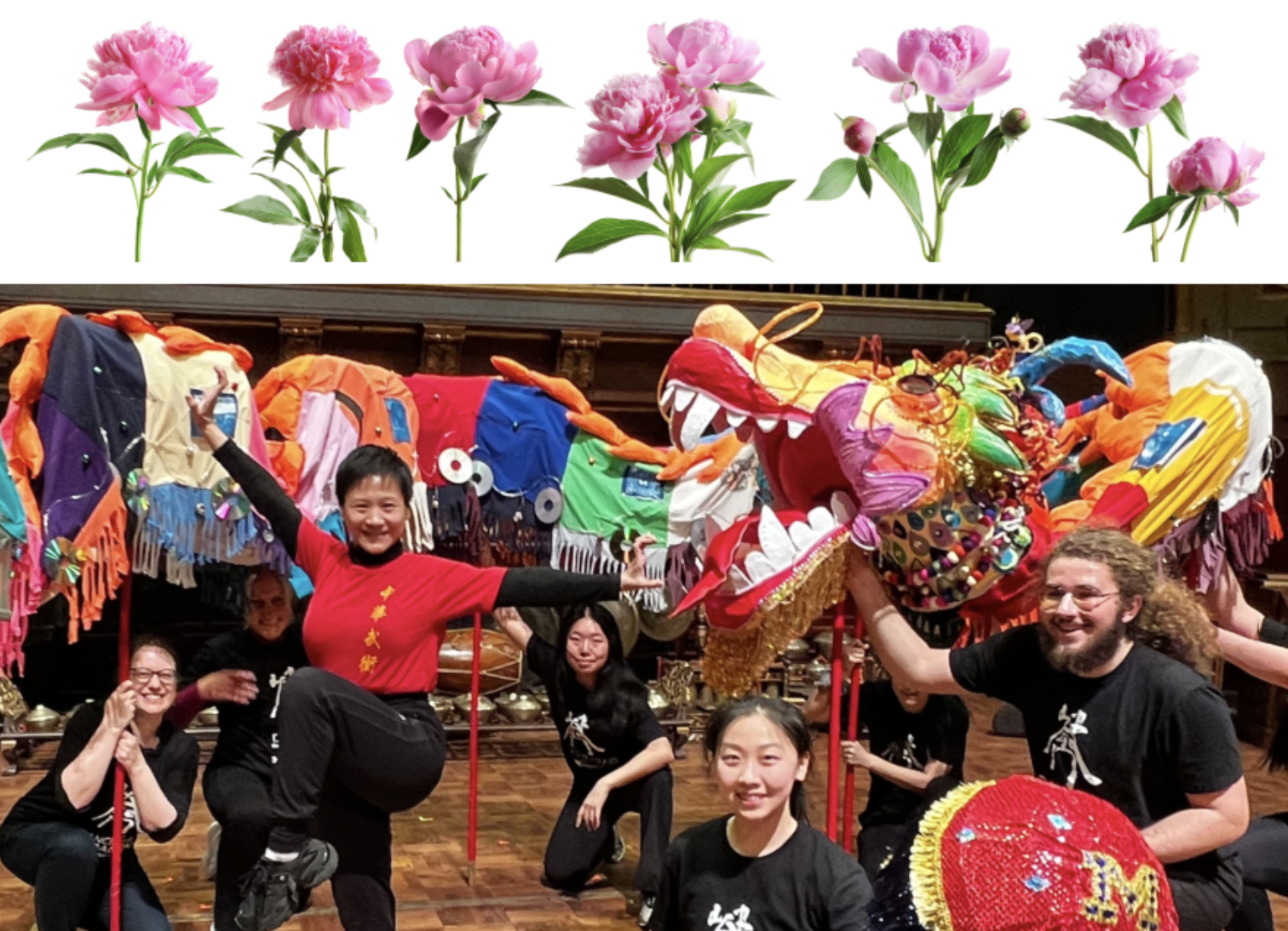 dragon puppet with dancers