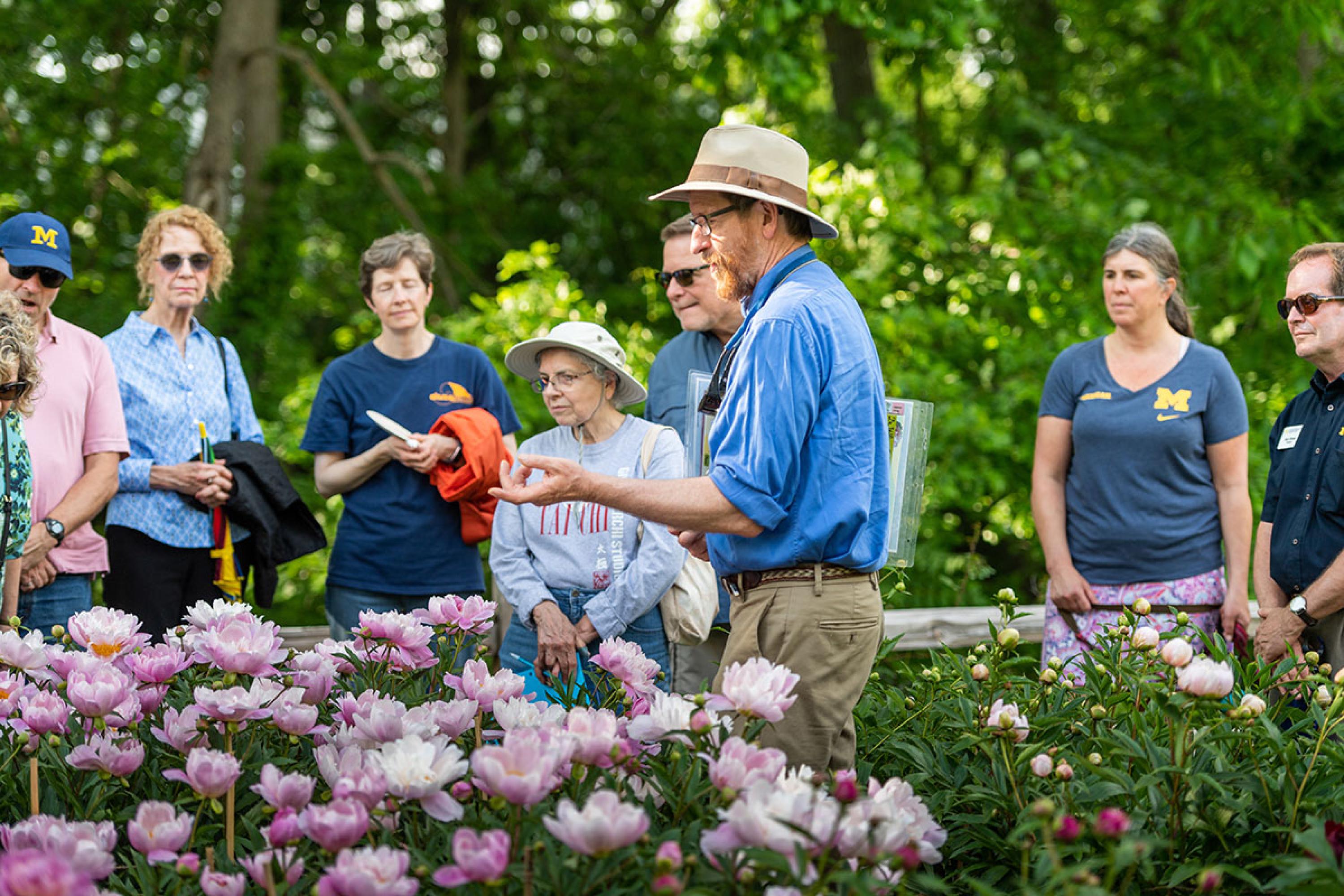 Tour group in the peony garden