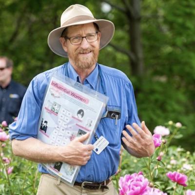 David Michener in the W.E. Upjohn Peony Garden